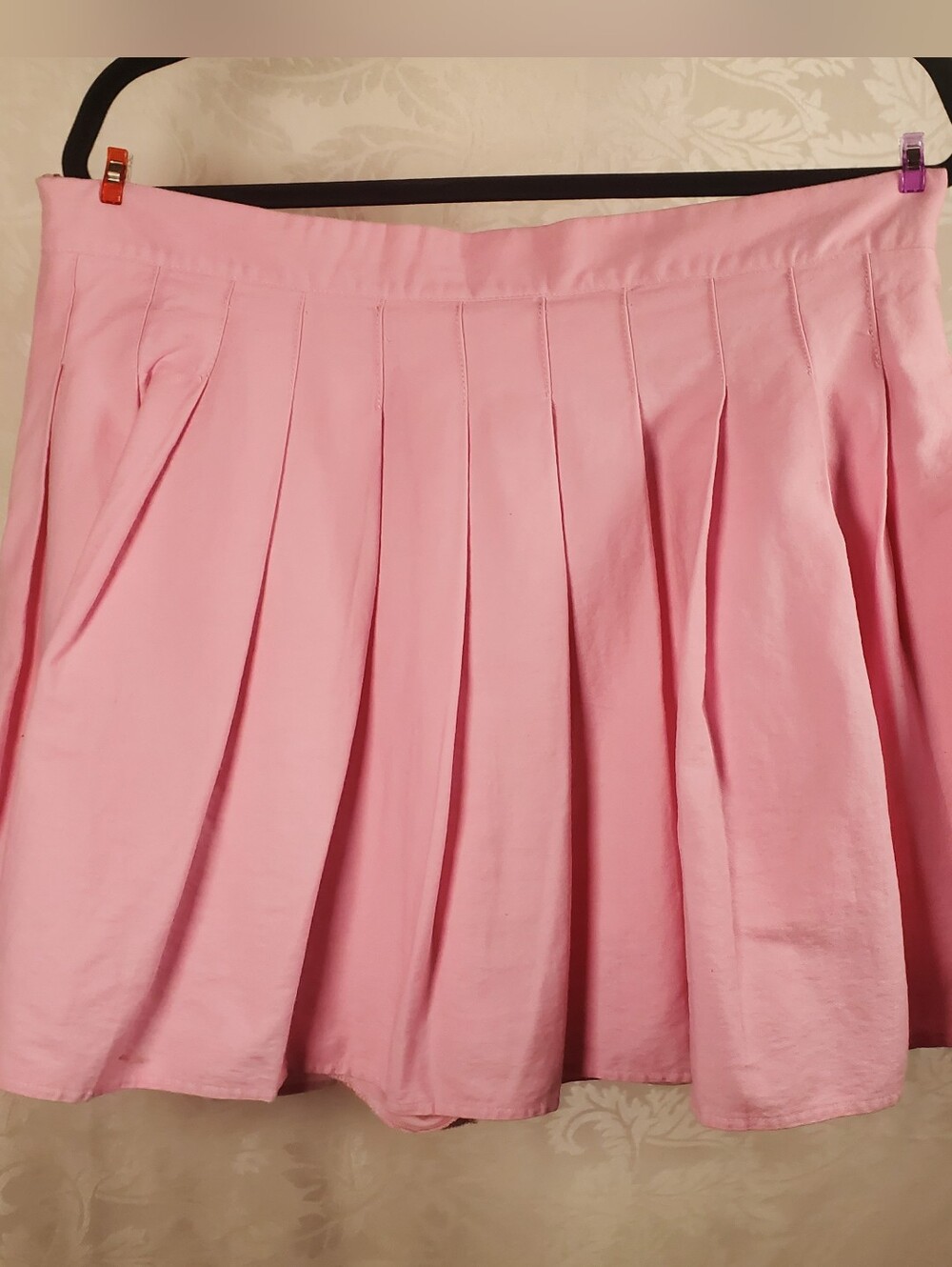 Women's Pink Pleated Skater Skirt - Picture 1 of 4